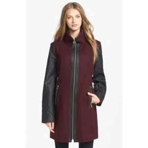 Michael Kors Wool Jacket with Leather Sleeves